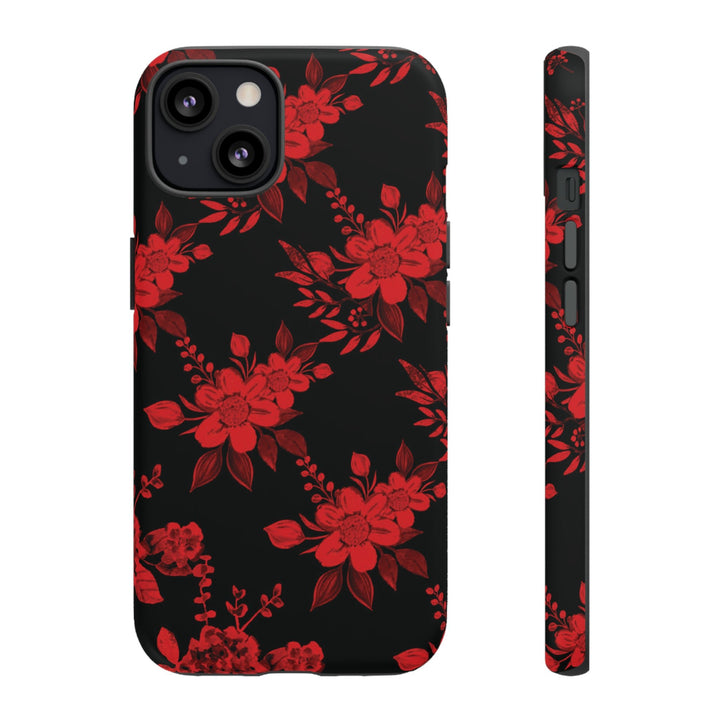 Cute IPhone Case | Red Black Flowers, iPhone 15 Case | iPhone 15 Pro Case, Iphone 14 Case, Iphone 14 Pro Max Case, Protective Iphone Case - Studio40ParkLane