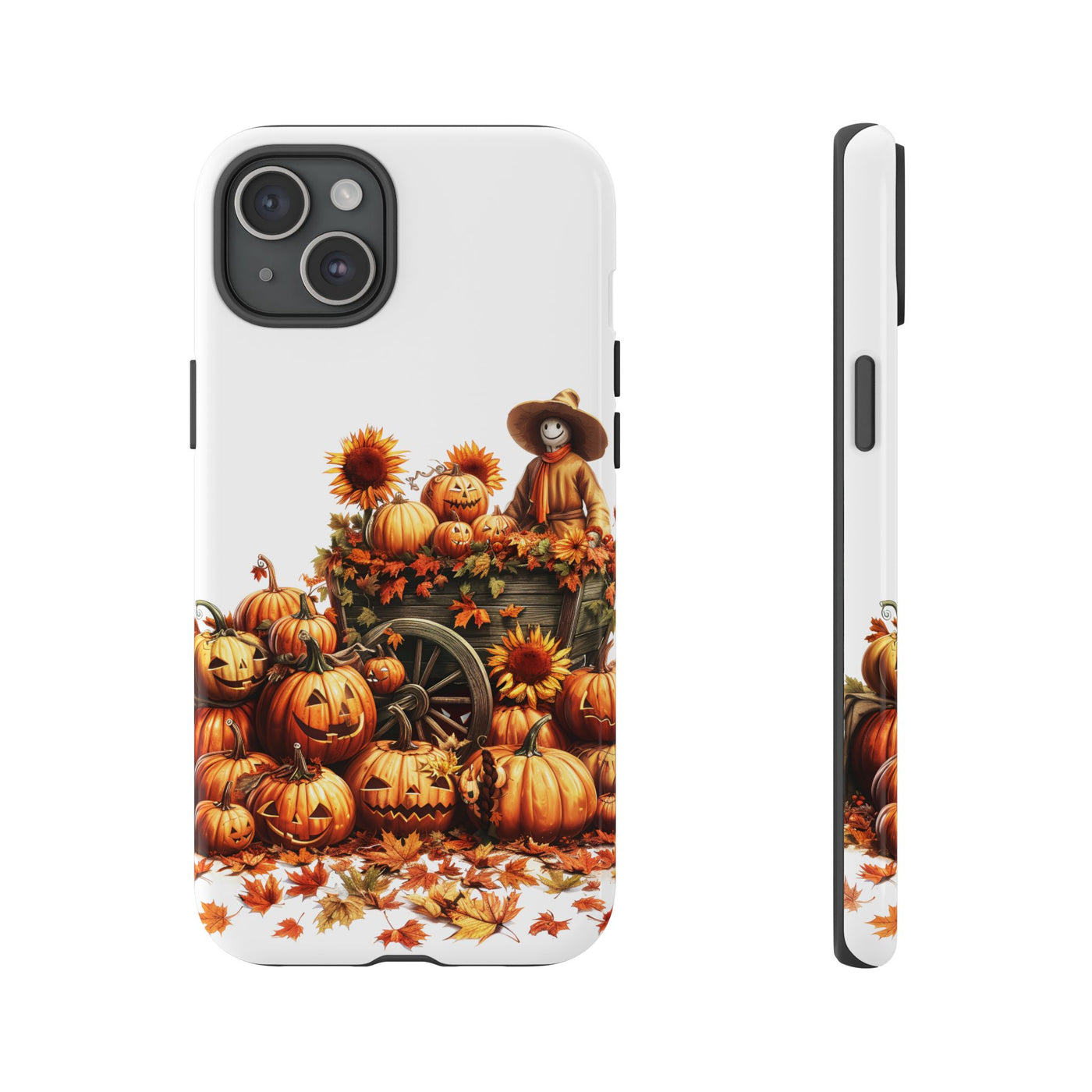 Impact Resistant, Fall Leaves Scarecrow, Cute Phone Cases for Samsung S24, S23, S22, S21, IPhone 15 pro Iphone 14 pro Iphone 13 IPhone 12 Iphone 11