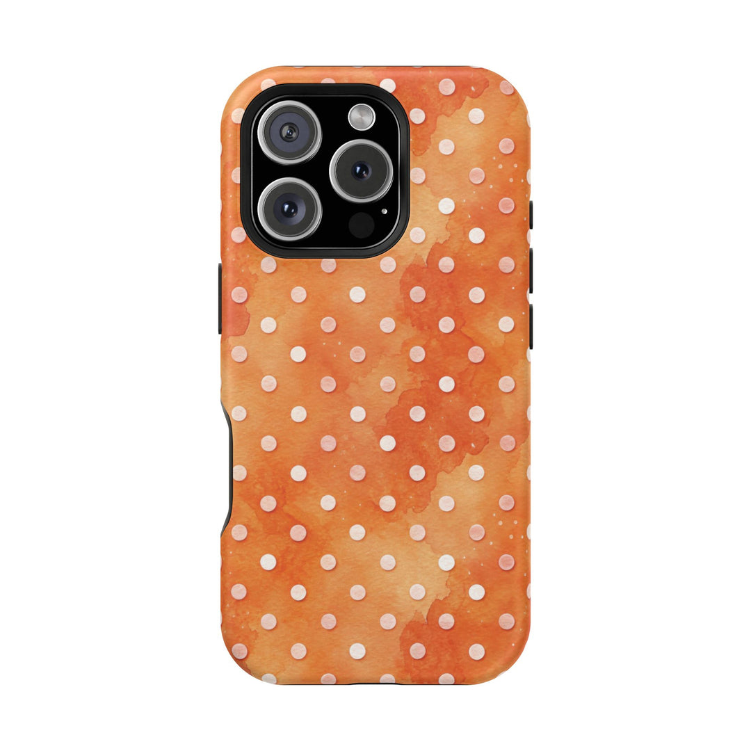 Aesthetic Tough Magsafe Orange Polka Dots Phone Case - For iPhone 17 Pro Max iPhone 16 Pro iPhone 15 Iphone 14 Plus 13 Pro 12 11 10 XR - Studio40ParkLane