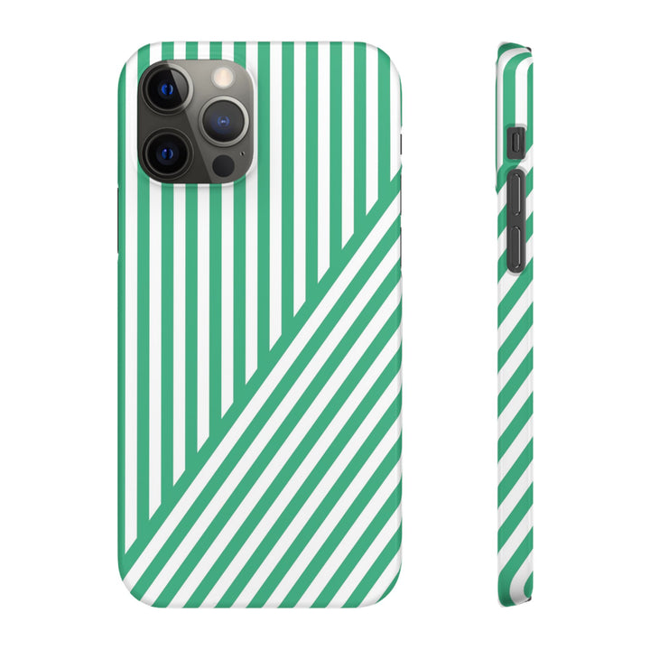 Aesthetic Emerald Stripes Cute Phone Case Sleek Snap - For iPhone 17 Pro Max iPhone 16 Pro iPhone 15 Iphone 14 Plus 13 Pro 12 11 10 Gift