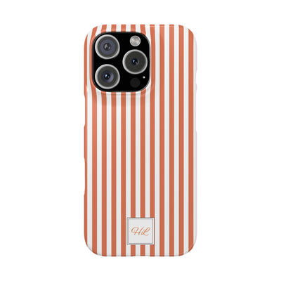 Slim Custom Personalized Winter Peach Striped Phone Case for Iphone 17 - | iPhone 16 Pro Max Case | iPhone 15 Case Iphone 14 13 12 11 10 9 8 - Studio40ParkLane