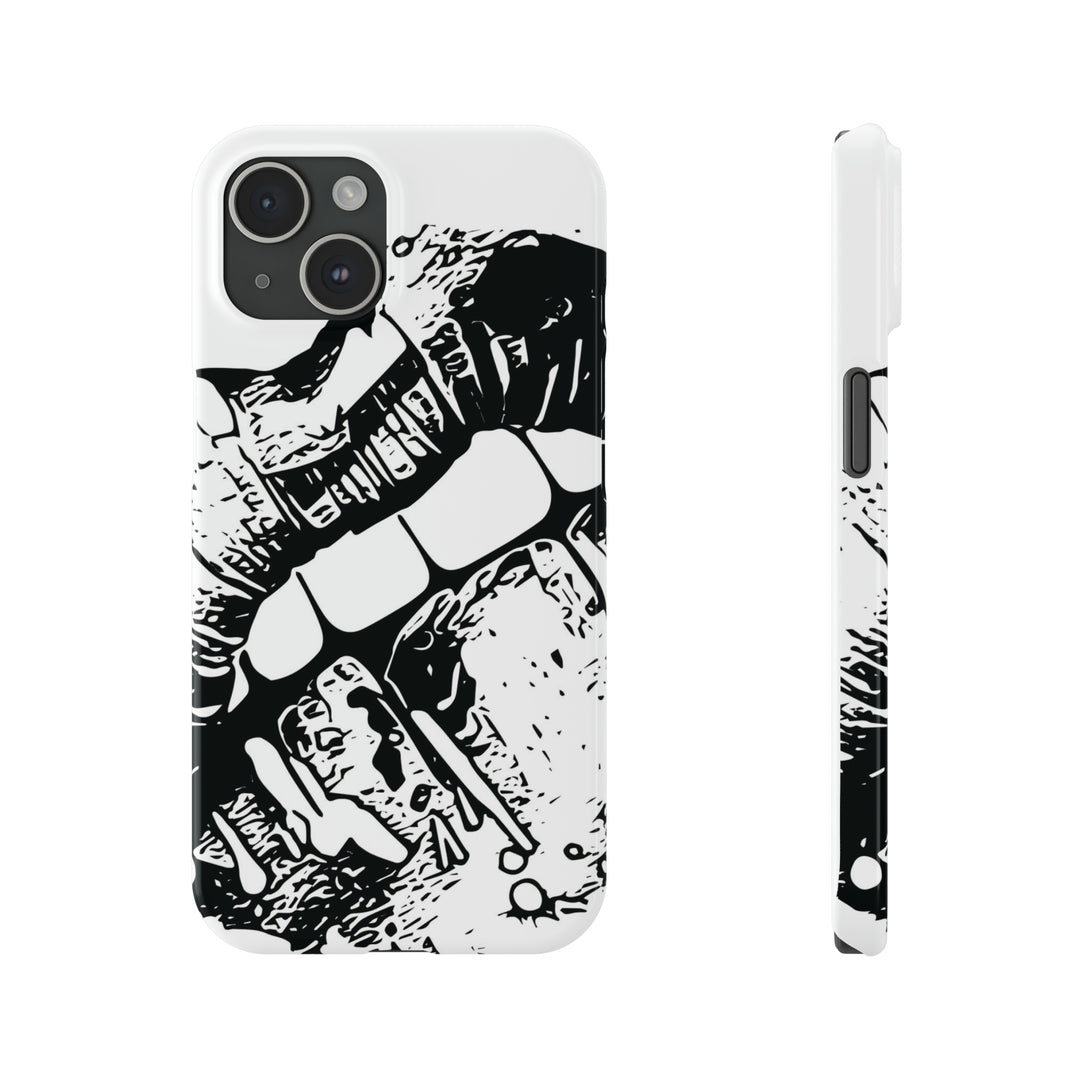 Slim Cute Phone Cases for Iphone - | iPhone 15 Case | iPhone 15 Pro Max Case, Iphone 14 Case, Iphone 14 Pro Max, Iphone 13, Smile Lips Black and White - Studio40ParkLane
