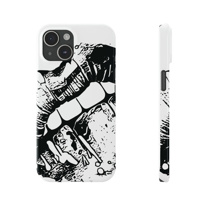 Slim Cute Phone Cases for Iphone - | iPhone 15 Case | iPhone 15 Pro Max Case, Iphone 14 Case, Iphone 14 Pro Max, Iphone 13, Smile Lips Black and White - Studio40ParkLane