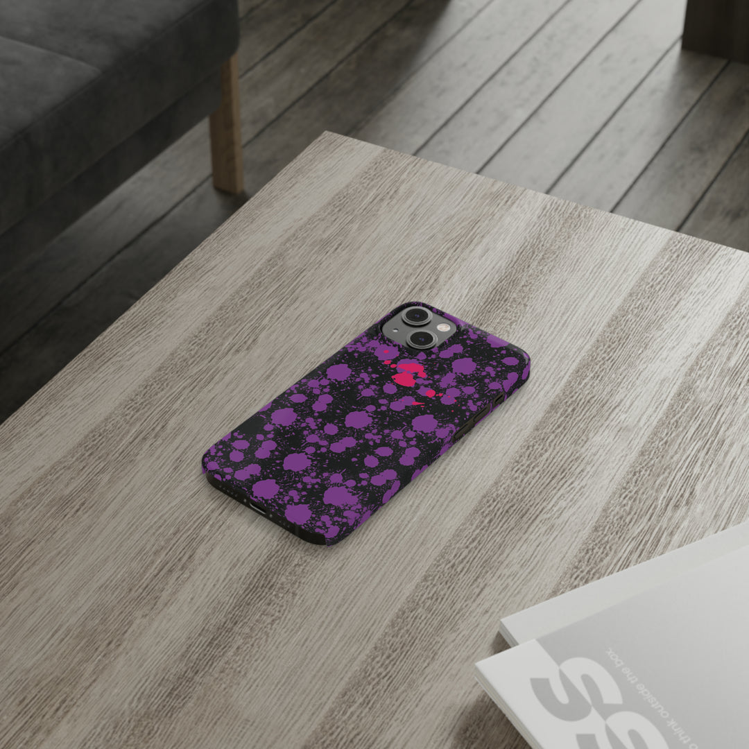 Slim Cute Phone Cases for Iphone - | iPhone 15 Case | iPhone 15 Pro Max Case, Iphone 14 Case, Iphone 14 Pro Max, Iphone 13, Purple Pink Paint Blots Splash - Studio40ParkLane