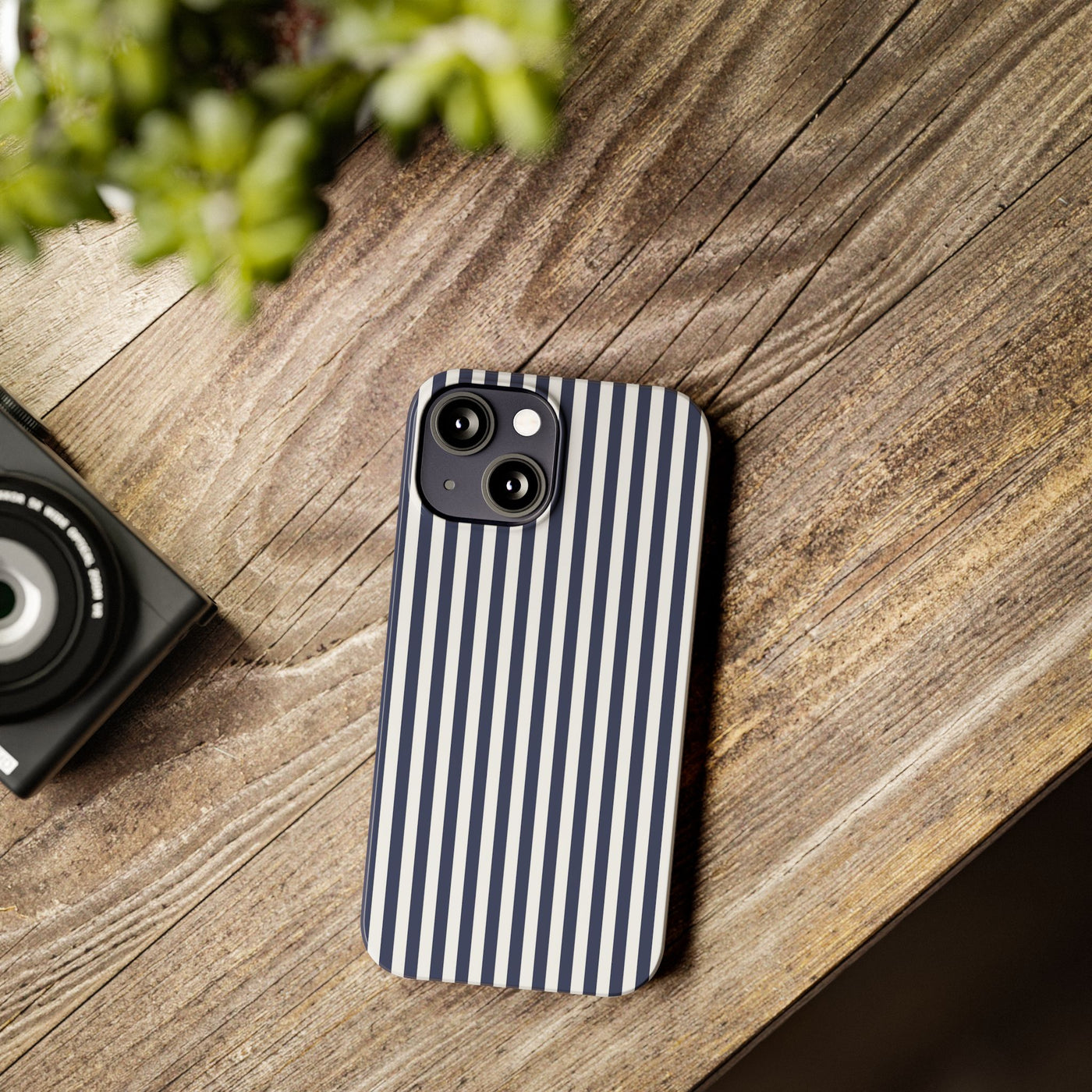 Slim Navy Blue Striped Cute Phone Case for Iphone 16 - | iPhone 15 Pro Max Case | iPhone 14 Case Iphone 13 12 11 10 9 8 7 XS X Gift for Her - Studio40ParkLane