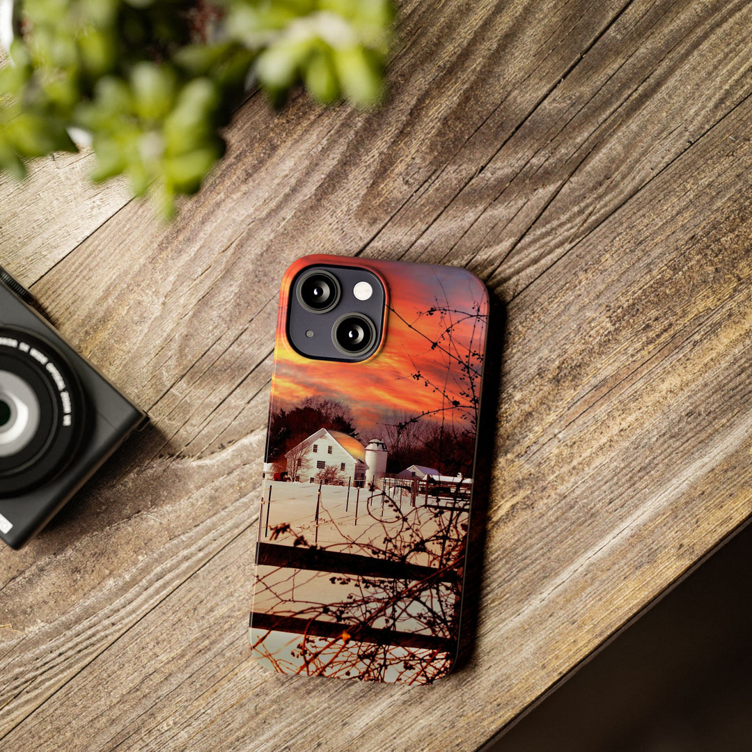 Slim Cute Phone Cases for Iphone - | iPhone 15 Case | iPhone 15 Pro Max Case, Iphone 14 Case, Iphone 14 Pro Max, Iphone 13, New England Winter Sunset - Studio40ParkLane