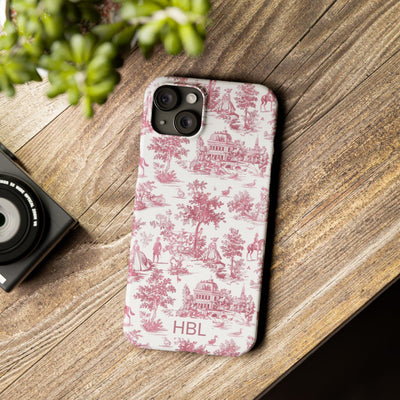 Slim Personalized Slim Pink Vintage French Toile Cute Phone Cases for Iphone 16 Pro Max | iPhone 15 Case | iPhone 15 Pro Max Case, Iphone 14, Iphone 14 Pro Max, Iphone 13 12 11 8 7