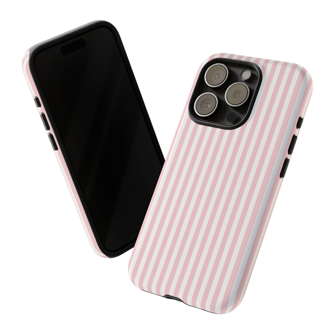 Tough Premium Sweet Pink Stripes Phone Case Gift for Her - For Apple iPhone 16 Pro Max 16e iPhone 15 Pro iPhone Iphone 14 Plus 13 Pro 12 SE XR - Studio40ParkLane