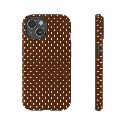 Aesthetic Tough Mocha Brown Polka Dots Premium Phone Case - For iPhone 17 Pro Max iPhone 16 Pro iPhone 15 Iphone 14 Plus 13 Pro 12 11 10 - Studio40ParkLane