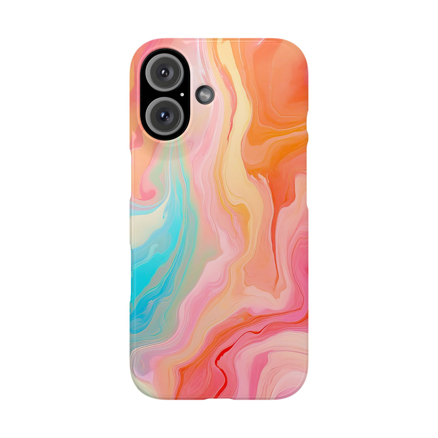 Slim Blue Pink Orange Marbled Cute Phone Cases for Iphone 16 Pro Max | iPhone 15 Case | iPhone 15 Pro Max Case, Iphone 14, Iphone 14 Pro Max, Iphone 13 12 11 8 7