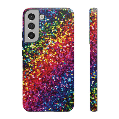 Faux Chic Play on Glitter Effect Cute Phone Case, for IPhone 16 pro Max | Iphone 15, Iphone 14, IPhone 13 Case, 11 8 7, Samsung Galaxy S24, S23, S22, S21, 2 Layer Protection