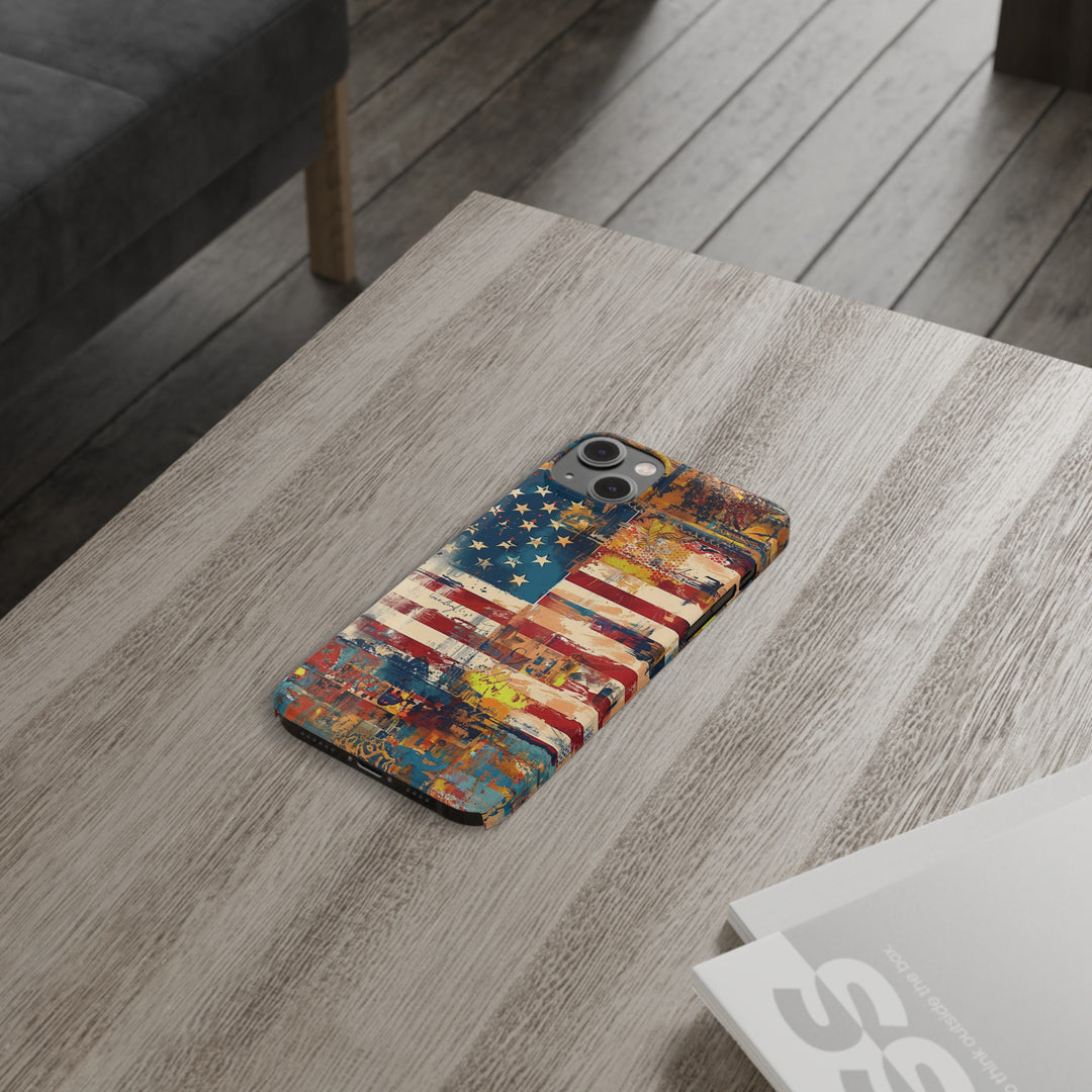 Slim Cute Phone Cases for Iphone | iPhone 15 Case | iPhone 15 Pro Max Case, Iphone 14, Iphone 14 Pro Max, Iphone 13, US Flag Abstract - Studio40ParkLane