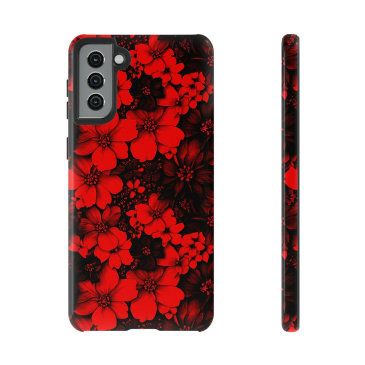 Cute Samsung Phone Case | Aesthetic Samsung Phone Case | Galaxy S23, S22, S21, S20 | Red Black Flowers, Protective Phone Case - Studio40ParkLane