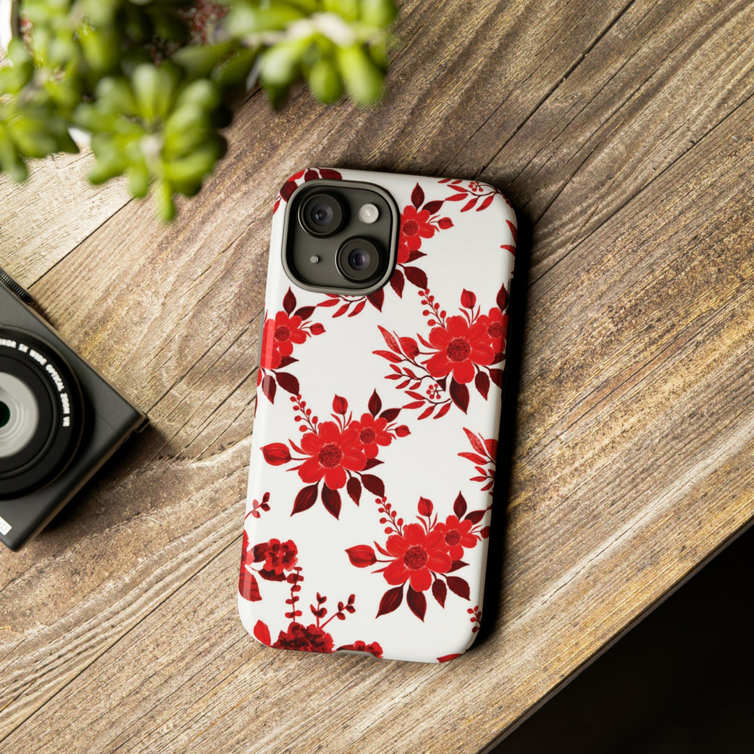 Cute IPhone Case | Red White Flowers, iPhone 15 Case | iPhone 15 Pro Case, Iphone 14 Case, Iphone 14 Pro Max Case, Protective Iphone Case - Studio40ParkLane
