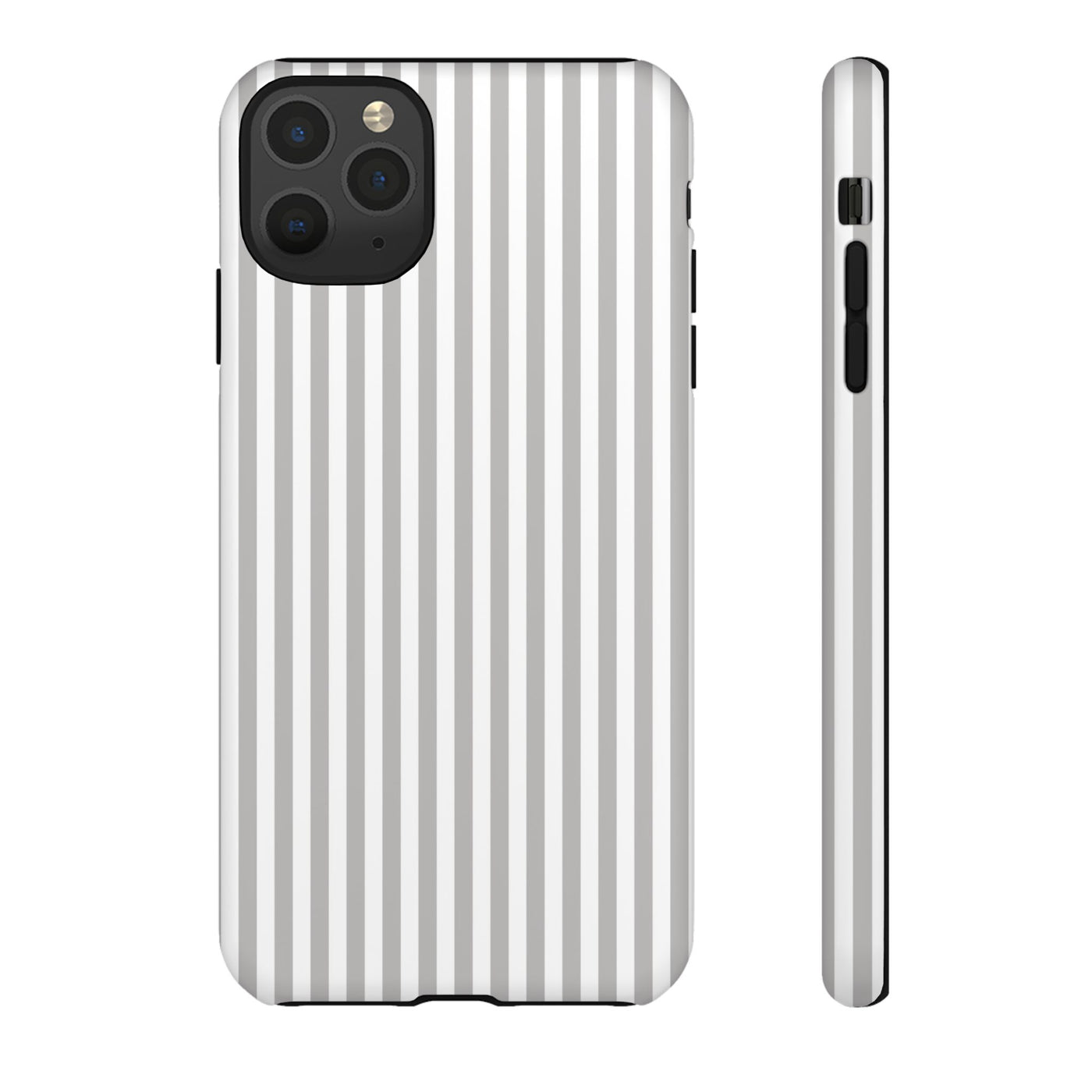 Tough Premium Ash Grey Stripes Phone Case Gift for Her - For Apple iPhone 16 Pro Max 16e iPhone 15 Pro iPhone Iphone 14 Plus 13 Pro 12 SE XR - Studio40ParkLane