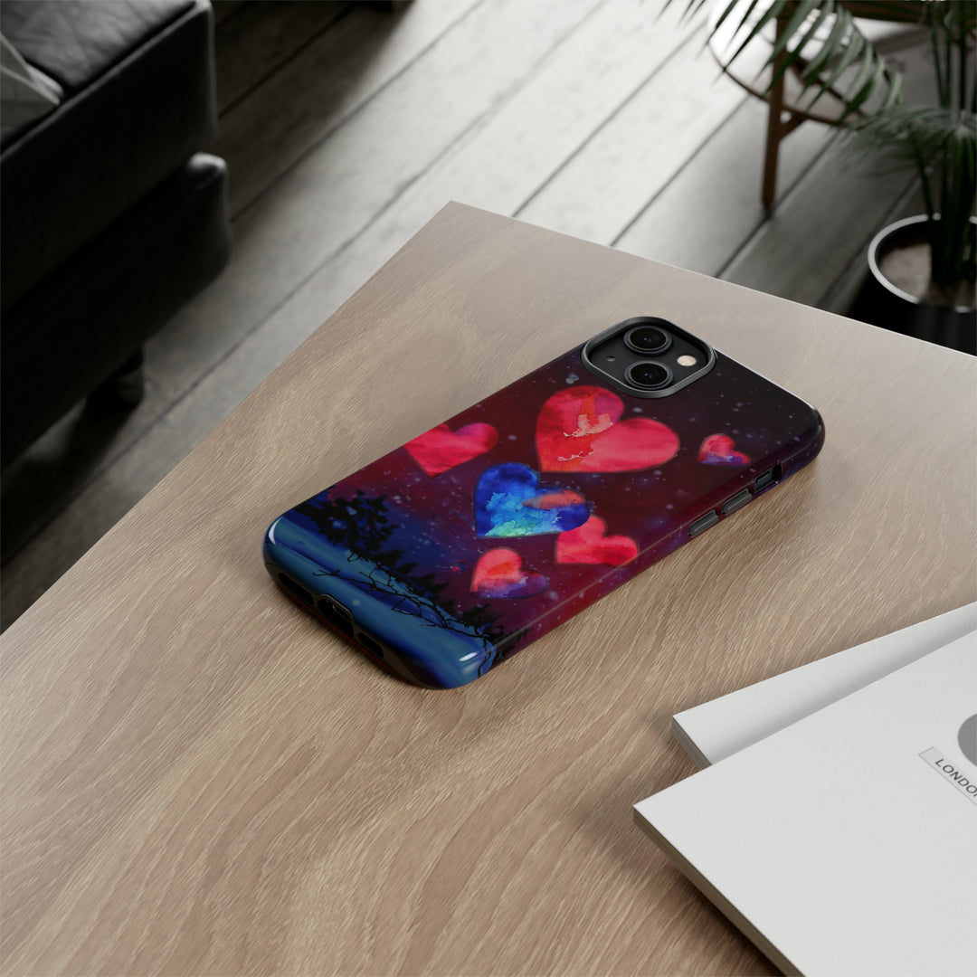 Cute IPhone Case | Rising Heart Love Night, iPhone 15 Case | iPhone 15 Pro Case, Iphone 14 Case, Iphone 14 Pro Max Case, Iphone 13 Case - Studio40ParkLane