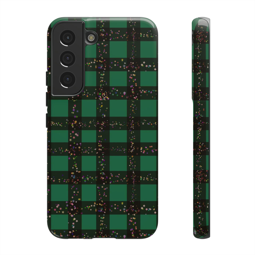 Cute Samsung Phone Cases, Designer Samsung Galaxy S23 Phone Case, Samsung S22 Case, Samsung S21 Case, Samsung S20 Case, Green Festive Plaid - Studio40ParkLane
