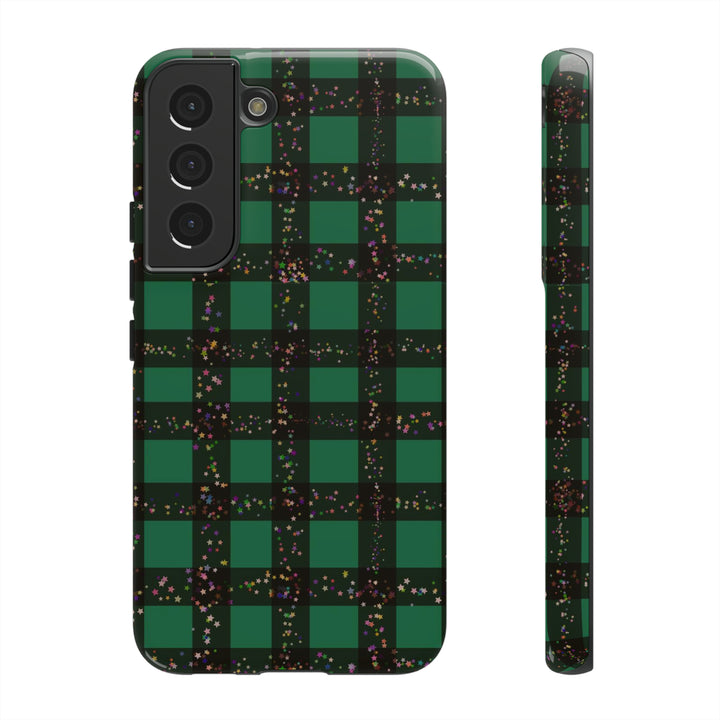 Cute Samsung Phone Cases, Designer Samsung Galaxy S23 Phone Case, Samsung S22 Case, Samsung S21 Case, Samsung S20 Case, Green Festive Plaid - Studio40ParkLane