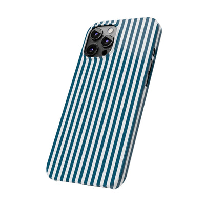 Slim Teal Blue Striped Cute Phone Case for Iphone 16 - | iPhone 15 Pro Max Case | iPhone 14 Case Iphone 13 12 11 10 9 8 7 X XS Gift for Her - Studio40ParkLane