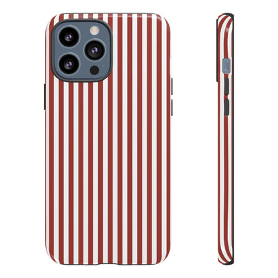 Tough Premium Red Stripes Phone Case Gift for Her - For Apple iPhone 16 Pro Max 16e iPhone 15 Pro iPhone Iphone 14 Plus 13 Pro 12 SE XR - Studio40ParkLane