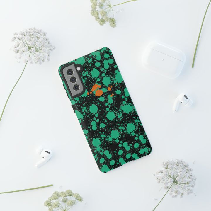 Cute Samsung Phone Case | Aesthetic Samsung Phone Case | Paint Splash Green Orange | Galaxy S23, S22, S21, S20 | Luxury Double Layer | Cool - Studio40ParkLane