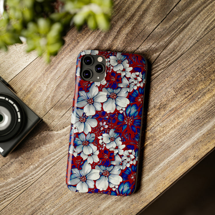 Slim Cute Phone Cases for Iphone - | iPhone 15 Case | iPhone 15 Pro Max Case, Iphone 14 Case, Iphone 14 Pro Max, Iphone 13, Red Blue Flowers - Studio40ParkLane