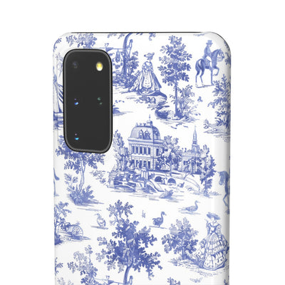 Snap Blue Vintage French Toile Cute Phone Cases for Samsung Galaxy S24, S23, S22, S21, S20, Plus, Ultra, Iphone 16, 15, 14, Pro and Max