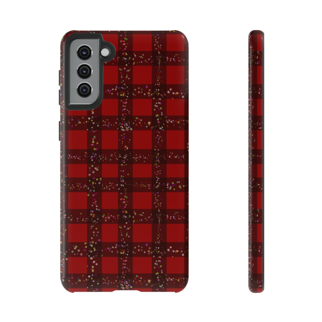 Samsung Phone Cases, Designer Samsung Galaxy S23 Phone Case, Samsung S22 Case, Samsung S21 Case, Samsung S20 Case, Red Festive Plaid - Studio40ParkLane