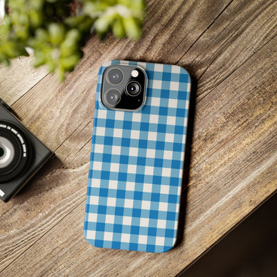 Slim Blue Gingham Gift for Her Cute Phone Cases for Iphone 16 Pro Max | iPhone 15 Case | iPhone 15 Pro Max Case, Iphone 14, 13, 12, 11, 10, 8, 7