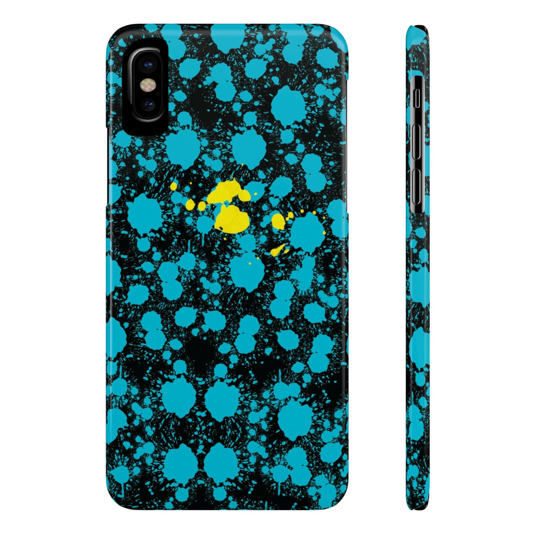Slim Cute Phone Cases for Iphone - | iPhone 15 Case | iPhone 15 Pro Max Case, Iphone 14 Case, Iphone 14 Pro Max, Iphone 13, Paint Splash Blue Yellow - Studio40ParkLane