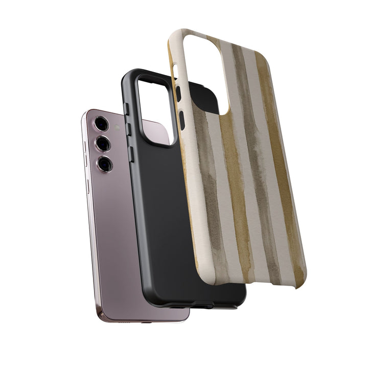 Tough Cute Brown Beige Stripes Phone Case, for IPhone 17 Pro Max | Iphone 17 Air, Iphone 16, IPhone 15, 14 13 12, Samsung Galaxy S26, S25, S24, S23 - Studio40ParkLane