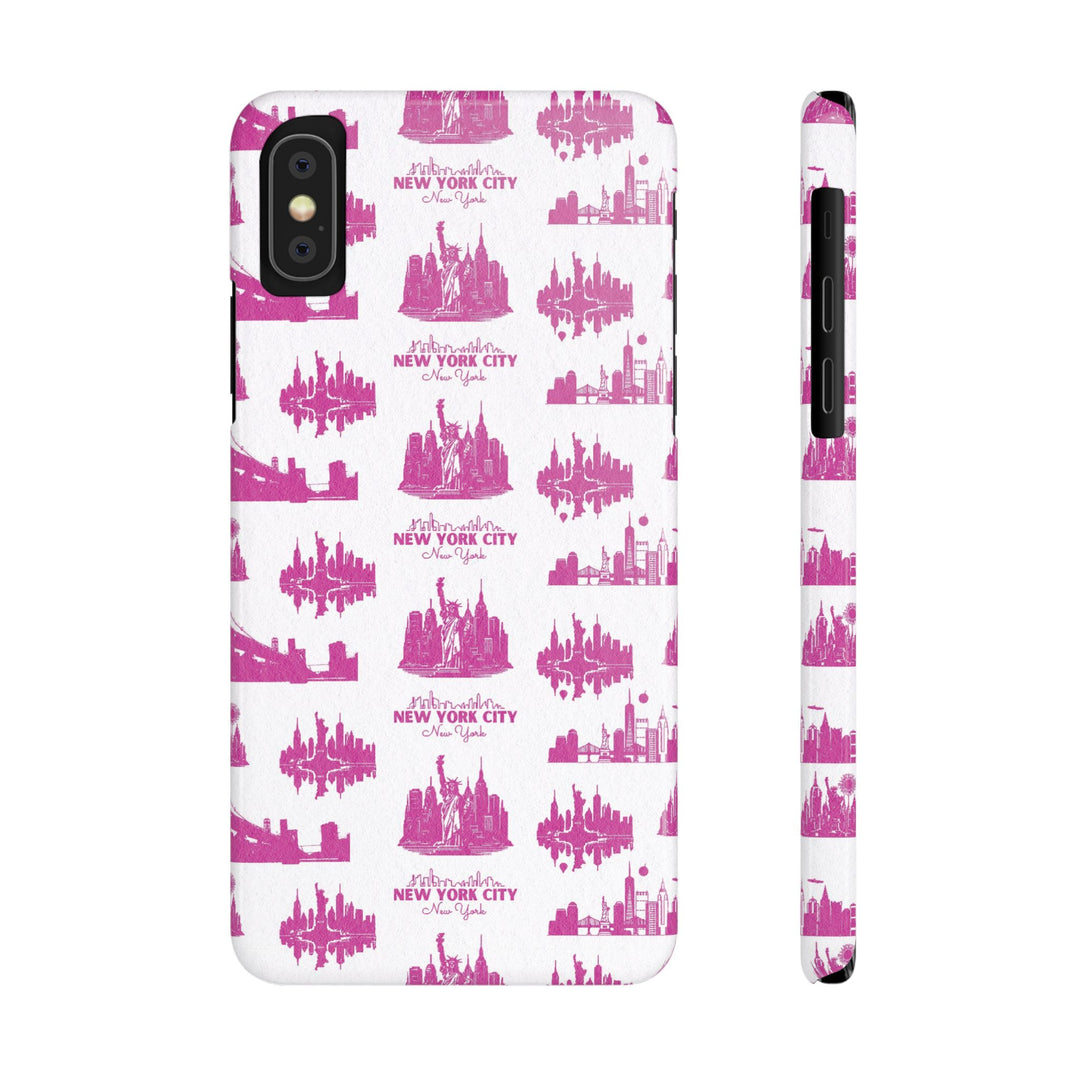 Slim New York Skyline Pink Collage Coquette Gift for Her Cute Phone Cases for Iphone 16 Pro Max | iPhone 15 Case | iPhone 15 Pro Max Case, Iphone 14, Iphone 14 Pro Max, Iphone 13 12 11 8 7 - Studio40ParkLane