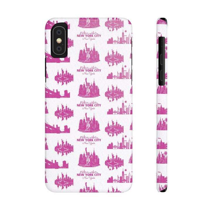 Slim New York Skyline Pink Collage Coquette Gift for Her Cute Phone Cases for Iphone 16 Pro Max | iPhone 15 Case | iPhone 15 Pro Max Case, Iphone 14, Iphone 14 Pro Max, Iphone 13 12 11 8 7 - Studio40ParkLane