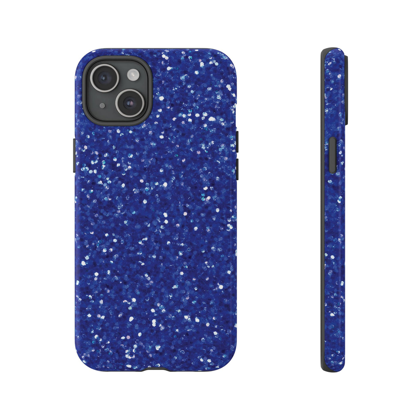 Chic Blue Faux Play on Glitter Effect Cute Phone Case, for IPhone 16 pro Max | Iphone 15, Iphone 14, IPhone 13 Case, 11 8 7, Samsung Galaxy S24, S23, S22, S21, 2 Layer Protection