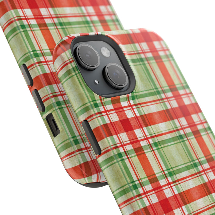 Aesthetic Tough Magsafe Red Green Checkered Phone Case - For iPhone 17 Pro Max iPhone 16 Pro iPhone 15 Iphone 14 Plus 13 Pro 12 11 10 - Studio40ParkLane