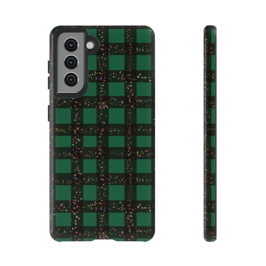 Cute Samsung Phone Cases, Designer Samsung Galaxy S23 Phone Case, Samsung S22 Case, Samsung S21 Case, Samsung S20 Case, Green Festive Plaid - Studio40ParkLane