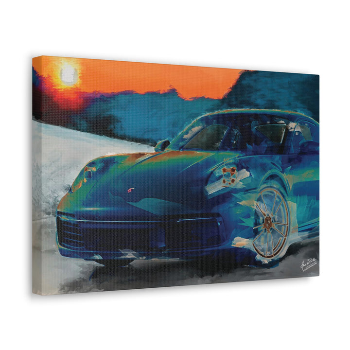 Porsche Wall Art on Canvas Print Gallery Wrapped - Gorgeous Porsche 911 Carrera Wall Art - Set in the mountains with a Sunset - Home Decor - Studio40ParkLane