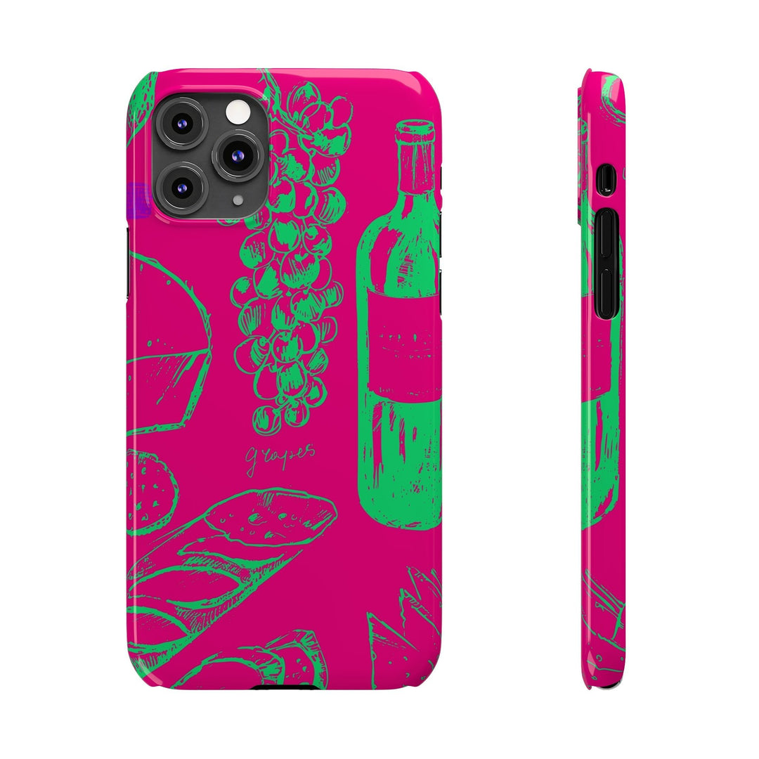 Slim French Food Wine Pink Green Cute Phone Cases for Iphone | iPhone 15 Case | iPhone 15 Pro Max Case, Iphone 14, Iphone 14 Pro Max, Iphone 13, - Studio40ParkLane