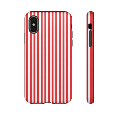Tough Premium Poppy Red Stripes Phone Case Gift for Her - For Apple iPhone 16 Pro Max 16e iPhone 15 Pro iPhone Iphone 14 Plus 13 Pro 12 SE XR - Studio40ParkLane