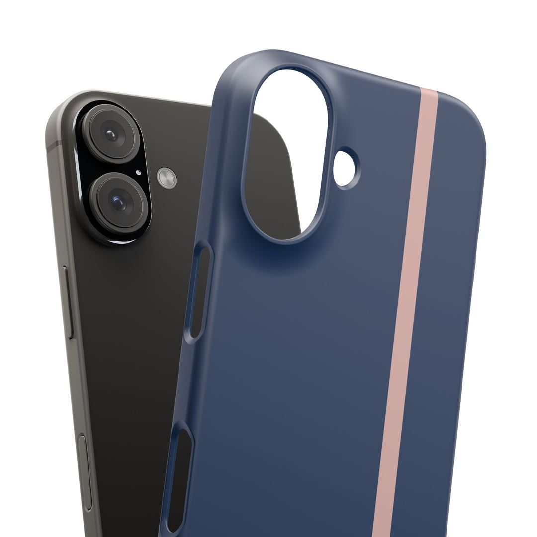 Sleek Navy Blue Pink Stripe Snap Phone Case for iPhone 18 17 16 15 14 13 Pro Max, Samsung Galaxy S26 S25 Ultra Lightweight Cute Phone Case - Studio40ParkLane
