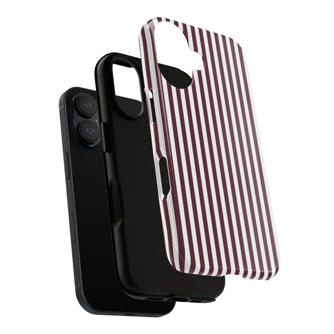 Tough Premium Burgundy Stripes Phone Case Gift for Her - For Apple iPhone 16 Pro Max 16e iPhone 15 Pro iPhone Iphone 14 Plus 13 Pro 12 SE XR - Studio40ParkLane