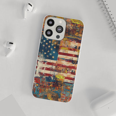 Cute Flexi Phone Cases, US Flag Abstract, Compatible with Samsung Galaxy S23, Samsung S22, Samsung S21, Samsung S20, Galaxy S20 Ultra