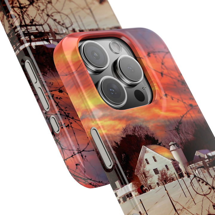 Slim Cute Phone Cases for Iphone - | iPhone 15 Case | iPhone 15 Pro Max Case, Iphone 14 Case, Iphone 14 Pro Max, Iphone 13, New England Winter Sunset - Studio40ParkLane