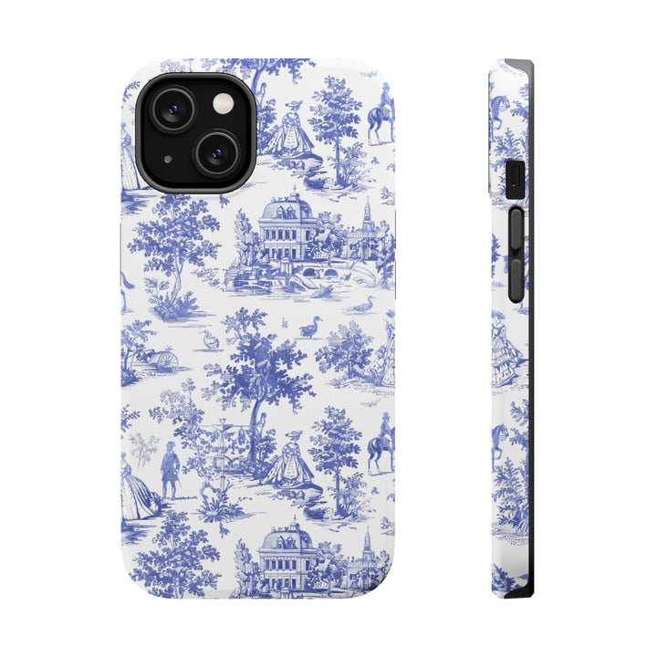 Blue Toile Magnetic Impact-Resistant Cute Phone Case for Iphone 16, iPhone 15 Pro Max Plus 14, 13, 12, 11 Gift for her - Studio40ParkLane