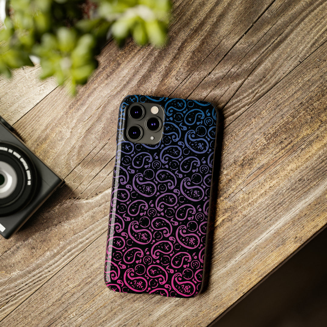 Slim Cute Phone Cases for Iphone - | iPhone 15 Case | iPhone 15 Pro Max Case, Iphone 14 Case, Iphone 14 Pro Max, Iphone 13, Paisley Blue Pink Black - Studio40ParkLane