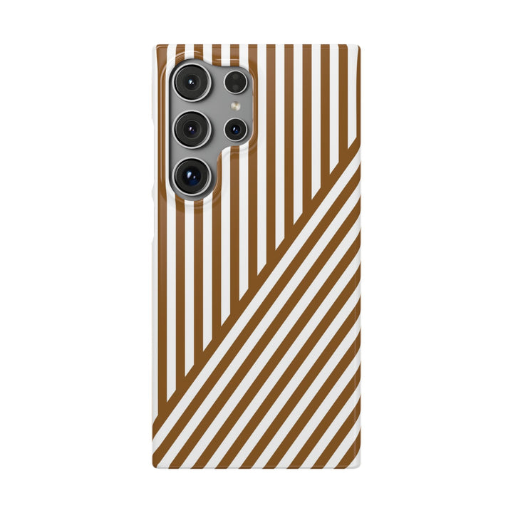 Aesthetic Mocha Brown Stripes Cute Phone Case Sleek Snap - For iPhone 17 Pro Max iPhone 16 Pro iPhone 15 Iphone 14 Plus 13 Pro 12 11 10 Gift - Studio40ParkLane