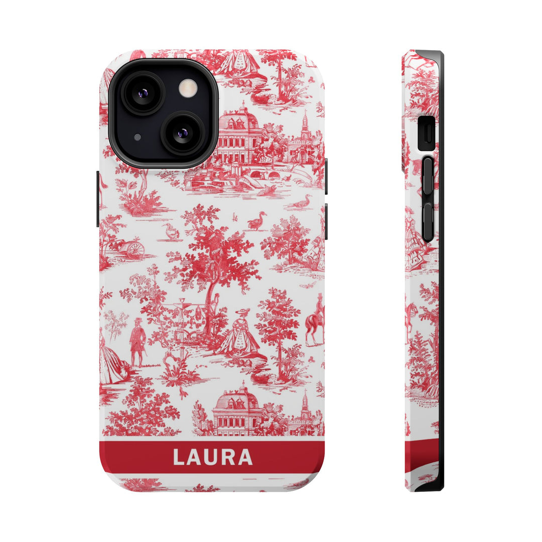 Magsafe French Toile Personalized Initial Custom Gift for Her Cute Phone Cases for Iphone 16 Pro Max | iPhone 15 Case | iPhone 15 Pro Max Case, Iphone 14, 13, 12, 11, 10, 8, 7 - Studio40ParkLane