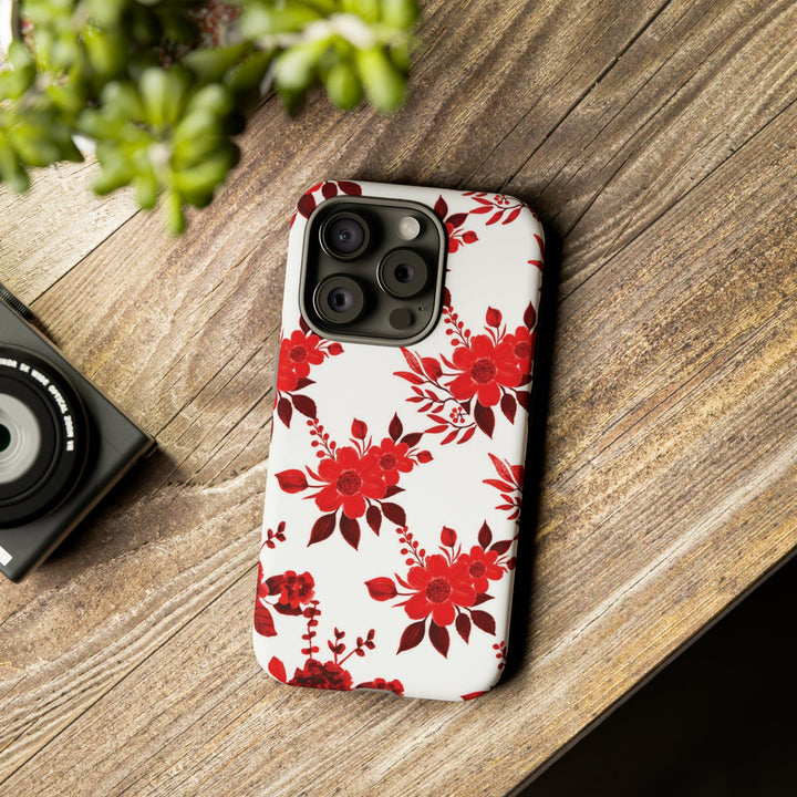 Cute IPhone Case | Red White Flowers, iPhone 15 Case | iPhone 15 Pro Case, Iphone 14 Case, Iphone 14 Pro Max Case, Protective Iphone Case - Studio40ParkLane