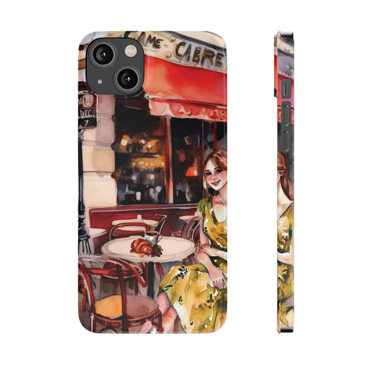 Slim Cute Phone Cases for Iphone - | iPhone 15 Case | iPhone 15 Pro Max Case, Iphone 14 Case, Iphone 14 Pro Max, Iphone 13, Paris Cafe Coffee Croissant - Studio40ParkLane