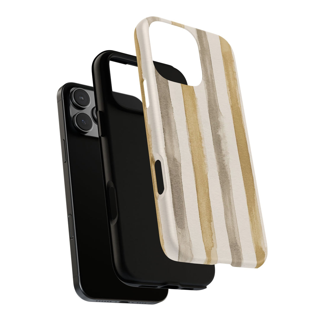 Tough Cute Brown Beige Stripes Phone Case, for IPhone 17 Pro Max | Iphone 17 Air, Iphone 16, IPhone 15, 14 13 12, Samsung Galaxy S26, S25, S24, S23 - Studio40ParkLane